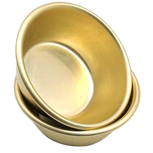 SUPIA Korean Traditional Wine Bowls(No handle), Korean Wine Bowl, Hiking Soup Dish, BBQ Parties, Camping & All Occasions Aluminum, Yellow 2pcs (5.31 inches)