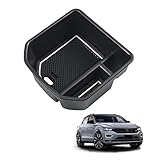 HUAHAO フォルクスワーゲン T-ROC専用 コンソールボックス センターコンソール 小物入れ 二段収納 車用収納ボックス コンソールトレイ vw t-roc アクセサリー ABS素材 充電穴あり 滑り止め付き t-roc カスタムパーツ (ホワイト)