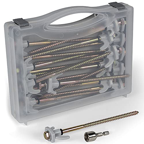 Preisvergleich Produktbild 20x Stahl Hering Schraubhering - Zelthering 20cm lang mit Sechskantkopf Aufbewahrungskoffer und Adapter