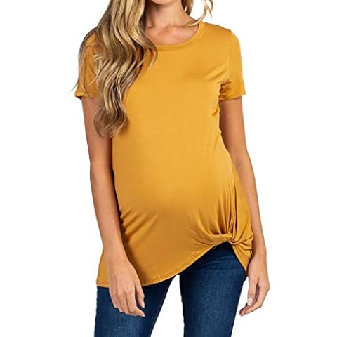Maternity Tops,Women's Maternity Short Sleeve Crew Neck Tie Pregnancy T-Shirt Maternity Clothes Pregnant Shirt Top Blouse Maternity Nightgown Cover