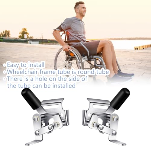 Image of DaisyInner 2 Pcs Heavy Duty Wheelchair Brakes Wheel Locks Wheelchair Parts Mount Bolt on Style for 7 /8 Inch Tubing Universal Wheel Lock Brake Assembly Medical Transport Chair Brake Side (Silver)