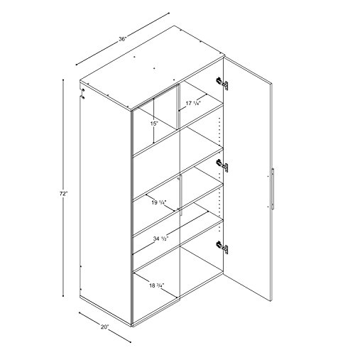 Image of Prepac HangUps Large Storage Cabinet - Immaculate White 36 inch Cabinet with Storage Shelves and Doors; Ideal for Bin and General Storage Solutions