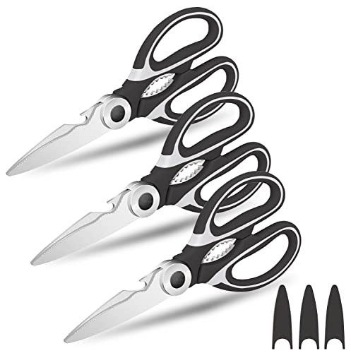 Madotree Robuste Küchenschere, 3 Stück, scharfe Mehrzweck-Schere, Edelstahl-Schere, Küchenschere für Huhn, Geflügel, Fisch, Fleisch, Gemüse, Kräuter, BBQ, Knochen, Blumen, Nüsse Cover