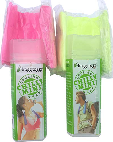Frogg Togg Chilly Mini Cooling Towel Neck Wrap Chill Pad Hi-Vis Green Pink
