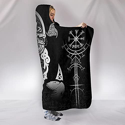 Couverture à capuche Viking Odin pull portable graphique noir 3D - 4
