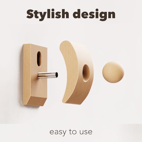 Image of 4 Tapestry Hangers Small, Quilt Hangers for Wall Hangings, Blanket Hanger Clamps, Carpet Rug Display, Wooden Wall Clips for Hanging (Light)