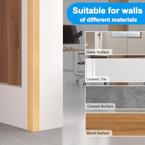 Image of 8Pack Aluminum Metal Corner Protector, 45″x 2″ Peel and Stick L Molding Corner Guards with 90 Angle, for Wall Door Frame Cabinet Furniture Baseboard Protection and Decoration (Gold)