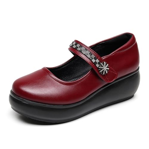 EnllerviiD Mary Jane Platform Shoes for Women Lolita Platform Cute Mary Janes Pumps Comfort Round Toe Uniform Dress Shoes
