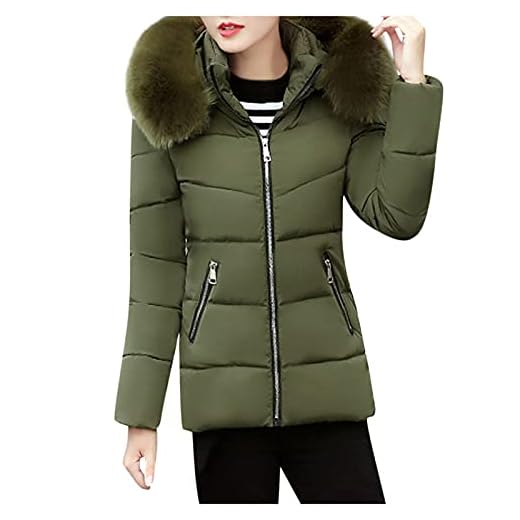 XOXSION Dam kort jacka, vintervarm kappa med päls huva bomull vinterjacka enfärgad smal långärmad vinterkappa kvinnor flickor kvinnor softshell jacka långärmad dunjacka, Armégrön, 4XL