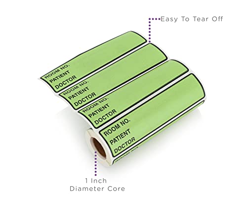 Image of Carstens Patient I.D. Adhesive Medical Chart Labels for 1.5 inch - 4 inch Ring Binder Spines - Pre-Printed Sticker Labels (Room No. / Patient /Doctor), 5 3 /8 inch x 1 3 /8 inch, Lime, Roll of 200