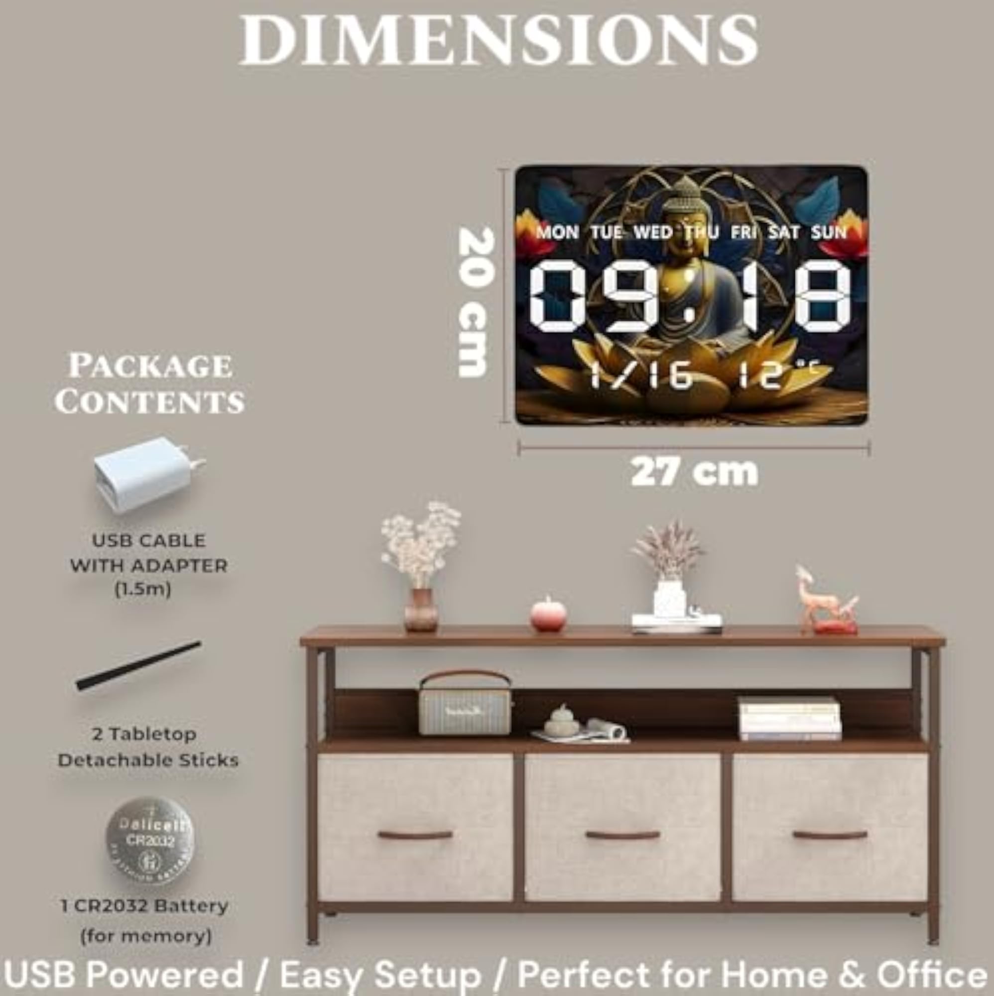 Plastic Digital Wall Clock for Bedroom, Stylish Design