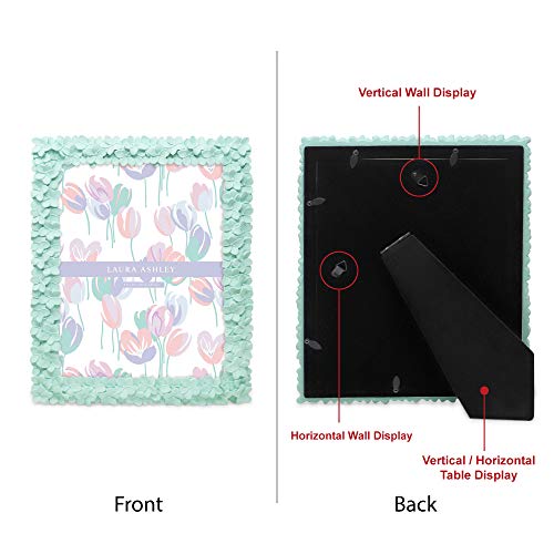 Image of Laura Ashley 8x10 Mint Green Flower Textured Picture Frame w /Easel