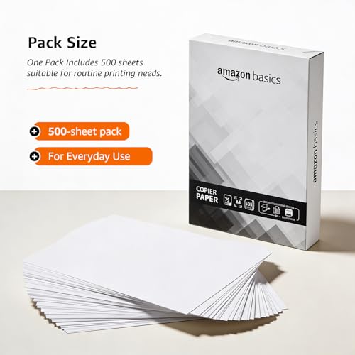Image of Amazon Basics A4 Copier Paper | Multipurpose Paper | 75 GSM | 500 Sheets | Compatible with Inkjet & Laser Printers