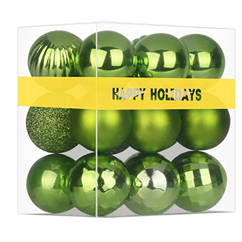 Lime Green 2.5" Christmas Balls Christmas Tree Decoration Ornaments Shatterproof Hanging Balls for Birthday St. Patrick's Day Easter Mardi Gras Holiday Wedding Decorations Set of 18pcs