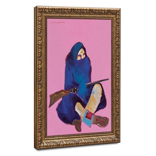 Poster indien assis avec fusil Fritz Scholder impression toile déco bureau