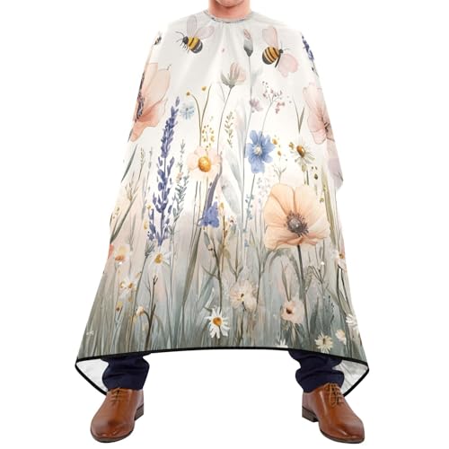 Kigai Wildflowers Hair Cutting Cape for Men & Women Waterproof Barber Cape Professional Hairdressing Salon Styling Apron with Adjustable Closure Snap