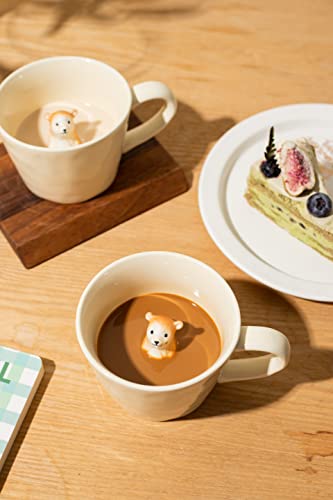 Image of DIHOclub Bear Ceramic Cup Hidden 3D Animal Inside Mug,Cute Cartoon Handmade Figurine Mugs,Holiday and Birthday Gift for Coffee Milk Tea Lovers,12 OZ(Cream Color)