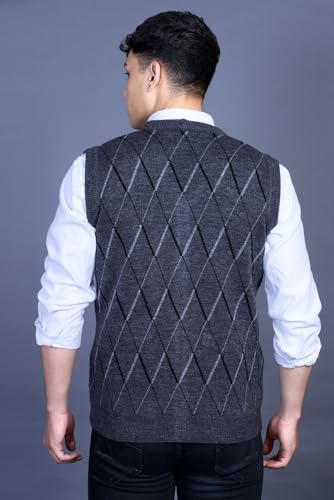 Image of V Neck Cardigans for Men - Woolen Sleeveless Sweater for Man Winter Wear