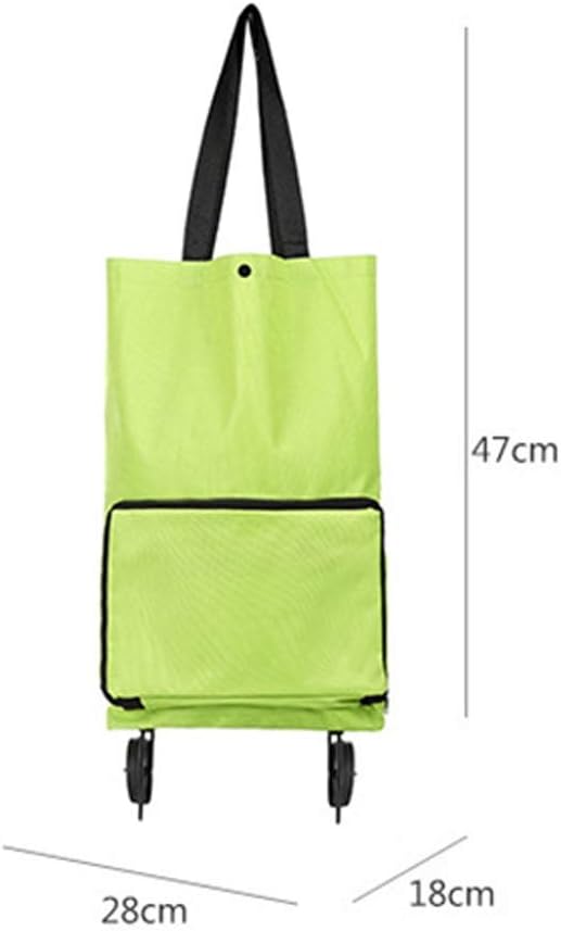 Shopping Cart, Grocery with Stainless Steel Frame Extended Long Handle Foldable Utility Bag Car Luggage cart Green