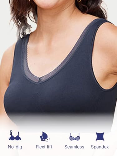 Image of Enamor Innovations Flexifree,Plunge, Ultra Comfort Women's Bralette - No-Pinch,no-dig,360 Degree Flex, Seamless Lift,Fixed Cup, Padded, Wirefree, High Coverage - F137