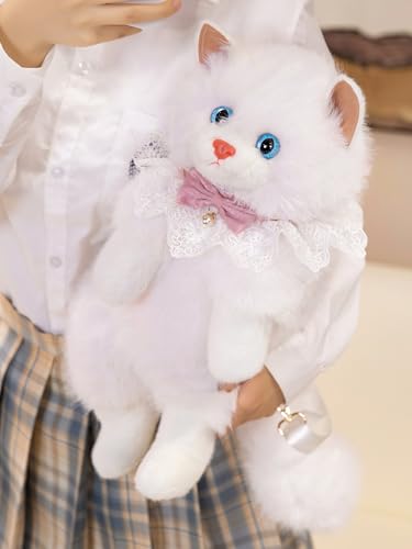 Image of Women Animal Teddy Bear Plush Backpack with Adjustable Straps (Ragdoll white)