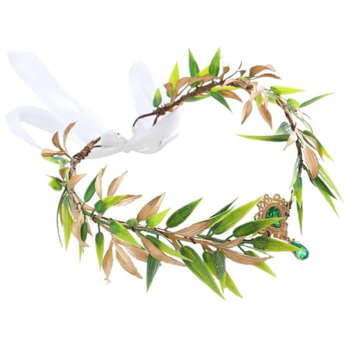 Bandeau de mariée vert en feuilles plastiques pour coiffure de fête
