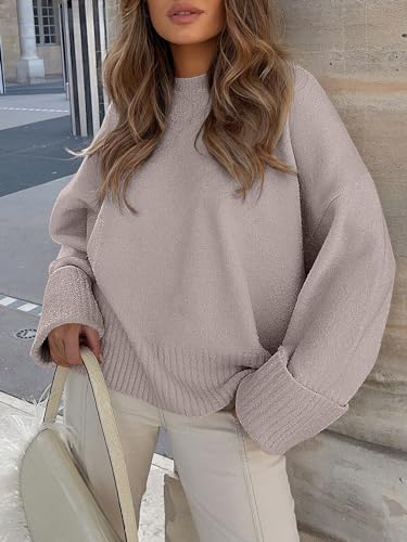 Prinbara Womens Oversized Sweater Crewneck Long Sleeve Fuzzy Knit Chunky Warm Pullover Sweaters Top 2025 Winter Trendy Outfit4