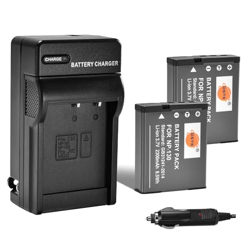 DSTE® 2pcs NP-130 Battery + Travel and Car Charger Adapter Compatible with Casio Exilim EX-ZR700 ZR800 EX-ZR850 EX-ZR1000 EX-ZR1200 EX-ZS1500 EX-10 EX-100 EX-H30 EX-ZR100 EX-ZR200 EX-ZR3700