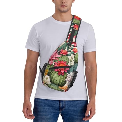 Bolso cruzado ligero con estampado de cactus para viaje miniatura 7