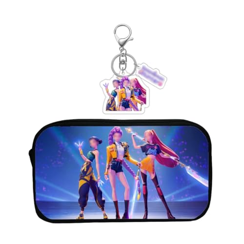 AEIXYA Estuche Estampado 𝐊𝐩𝐨𝐩 𝐃𝐞𝐦𝐨𝐧 𝐇𝐮𝐧𝐭𝐞𝐫𝐬, con 1 Llavero A Juego, Estuche para Primaria Y Secundaria