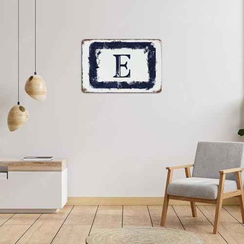 Lettre E monogramme panneau métal déco maison et porte retro - 5