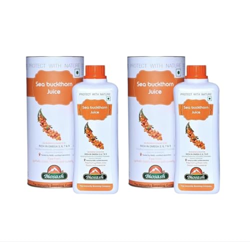 Biosash Sea Buckthorn Juice 750ml (Pack of 2) | Organic Cold-Pressed Herbal Juice | Pure Sea Buckthorn with Omega 3 6 7 9, Vitamins & Antioxidants | No Added Sugar | Daily Wellness Supplement