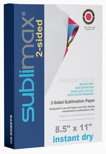 SUBLIMAX Sublimation Paper 8.5x11 – 110 Sheets Pack, Instant Dry (No Smudge) – Compatible For Epson F170/F570, Sawgrass SG500/SG1000, Brother SP1 – Heat Transfer Sheets for Sublimation Printing