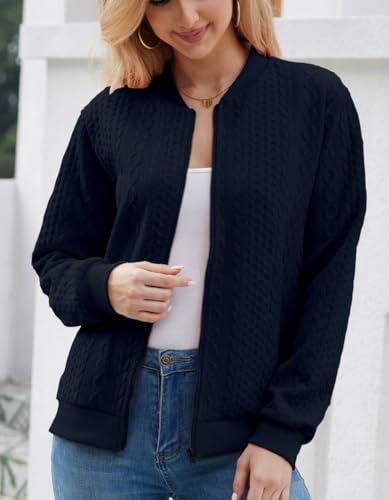 Image of Larmliss Women's Zip Up Cardigan Sweater Hoodies Long Sleeve Jacket Crewneck Casual Outerwear Spring Fall Trendy Coat Outfits