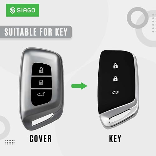Image of SIAGO TPU Key Cover and Round Key Chain Compatible with MG Hector | Windsor EV 3 Button Flip Key (Grey)