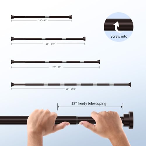 Image of Mcrbeay Shower Curtain Rod, 1 inch Diameter Heavy Duty Tension Shower Rod, Non Slip Adjustable 28-46 inch No Drilling Shower Curtain Rods Spring Tension For Bathroom, Shower Stall, No Rust, Bronze