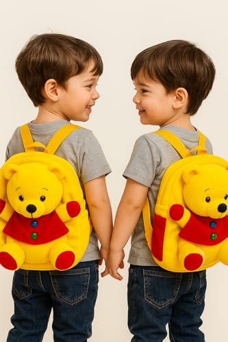 Image of Kids Plush Teddy Backpack - Soft Rabbit School Bag for Toddlers & Preschool, Cute Animal Backpack with Adjustable Straps - Lightweight & Comfortable for Boys & Girls