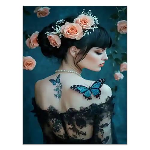 QUSAAOU Arte Pared Rosas capilares tatuajes mariposa unión cuerpo naturaleza Moderno Pinturas Para Pared Dormitorio Decoracion Estilo Vintage DecoracióN Sala Estar Dormitorio BañO-40x60cm1 Sin marco
