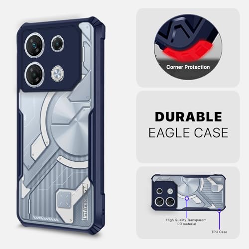 Image of Pikkme Infinix GT10 Pro 5G Back Cover | Crystal Clear Transparent Back | Ultra Hybrid | Full Camera Protection | Raised Edge | Bumper Back Case (Blue)