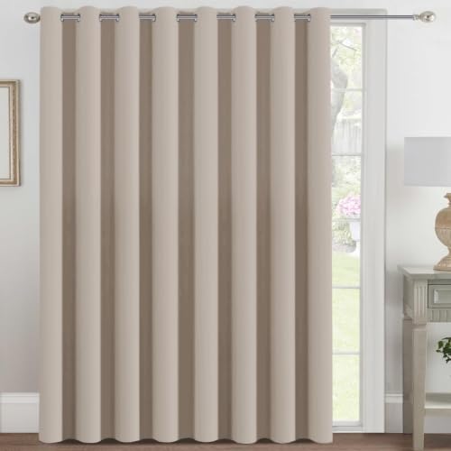 Image of H.VERSAILTEX Blackout Patio Curtains 100 x 90 Inches for Sliding Door Extral Wide Blackout Curtain Panels Thermal Insulated Room Divider - Grommet Top, 7.5' Tall by 8.3' Wide - Fog