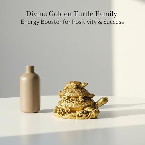 Image of ZAICUS Feng Shui Turtle Showpiece for Home Decor | Golden Tortoise Statue | Wealth, Prosperity & Good Luck | Vastu Decorative Figurine for Office Desk, & Gifting