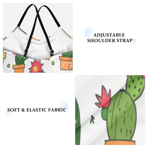 Seamless Cute Cactus Girls One-Piece Swimsuit Beach Bathing Suit3