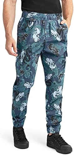 CHEF 360 Men's 7-Pocket Dragon Print Stretch Jogger Chef Pant