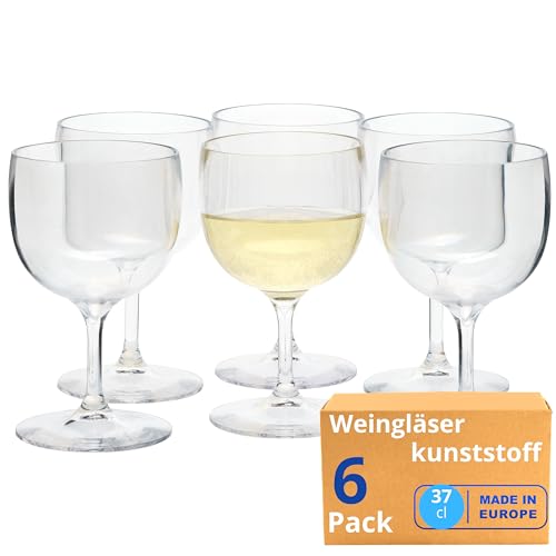 Plastik Weingläser kunststoff Unzerbrechliche Mehrweg Hochwertige | hartplastik rotweingläser weißweingläser | Wiederverwendbar und Spülmaschinenfest | 350cl - Plastikgläser gläser set - 6 Stück