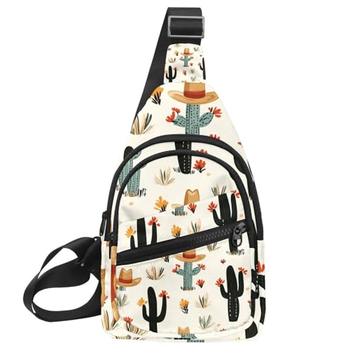 Mochila cruzada pequeña para excursiones urbanas con diseño de cactus 1