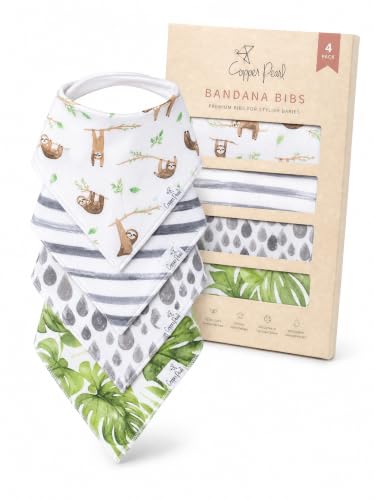 Image of Copper Pearl Baby Bibs 4 Pack, Printed Bandana Drool Bibs for Baby Girl & Boy, Soft Cotton Drooling Teething Bibs