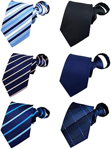 BESMODZ Easy Ties for Men Classic 6 PCS Pretied Zipper Tie Striped Formal Wedding Necktie Set