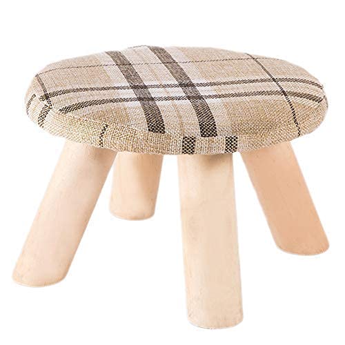 Tabouret de pieds en bois et lin pour un coin lecture chaleureux