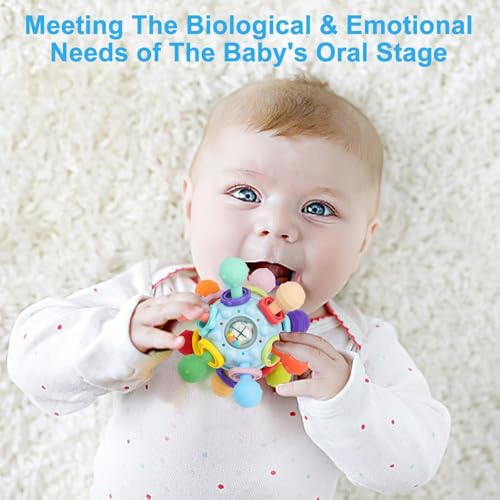 Image of Silicone Baby Teether for 3+ Months, BPA Free Soft Teething Toy, Safe Teether for Infants, Round Shape, Silicone Rudder with Ring Soothe Babies Gums