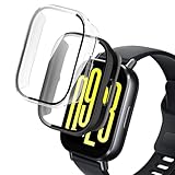 【2枚セッ】For Redmi Watch 5 Active ケース ガラスフィルム+PCフレーム 一体型 保護フィルム Greerass 全面保護ケース 高透過率 全面保護 耐衝撃 指紋防止 撥水撥油 防水防塵 装着簡単 Redmi Watch 5 Active 用 フイルム一体型ケース (ブラック＋クリア)